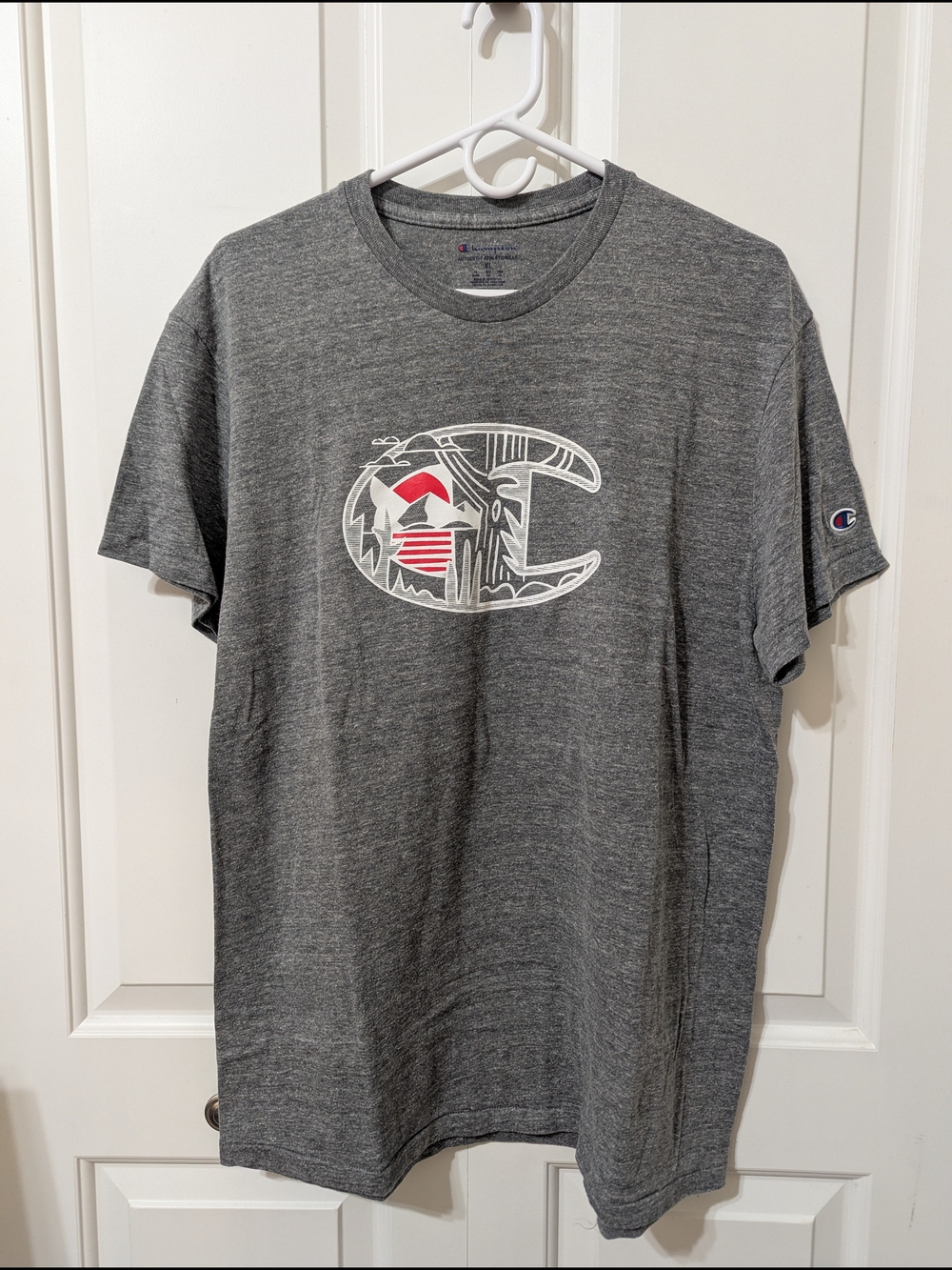 Champion Gray Short Sleeve Tee with Stylized Logo